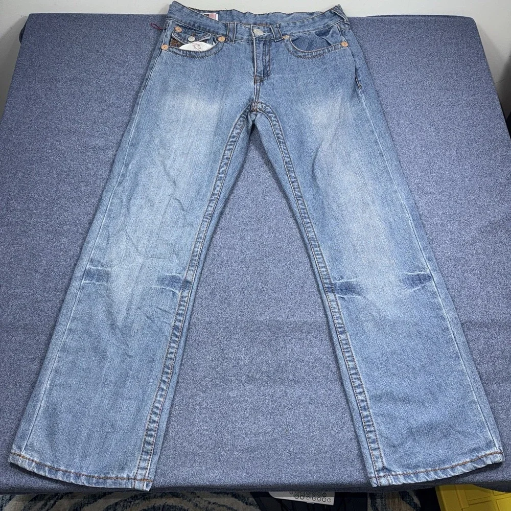 Vintage True Religion Billy Mens 32x30 Blue Denim Boot Cut Jeans Y2K Made in USA